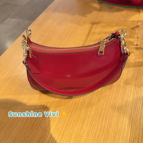 NWT Coach Teri Shoulder Bag Crossbody In Spazzolato Leather cv938 Ruby Gold - Picture 3 of 9